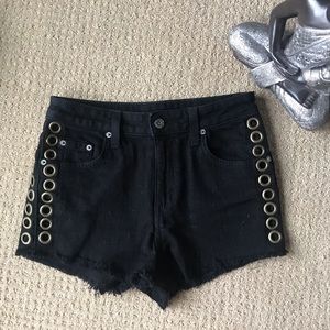 Carmar LF denim short shorts size 25 designer jean black metal grommets women’s